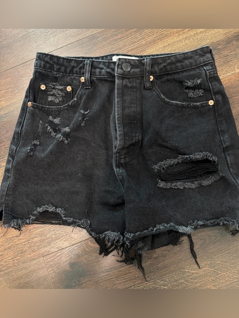TALULAH Black Distressed Jean Shorts Size M (27/28)